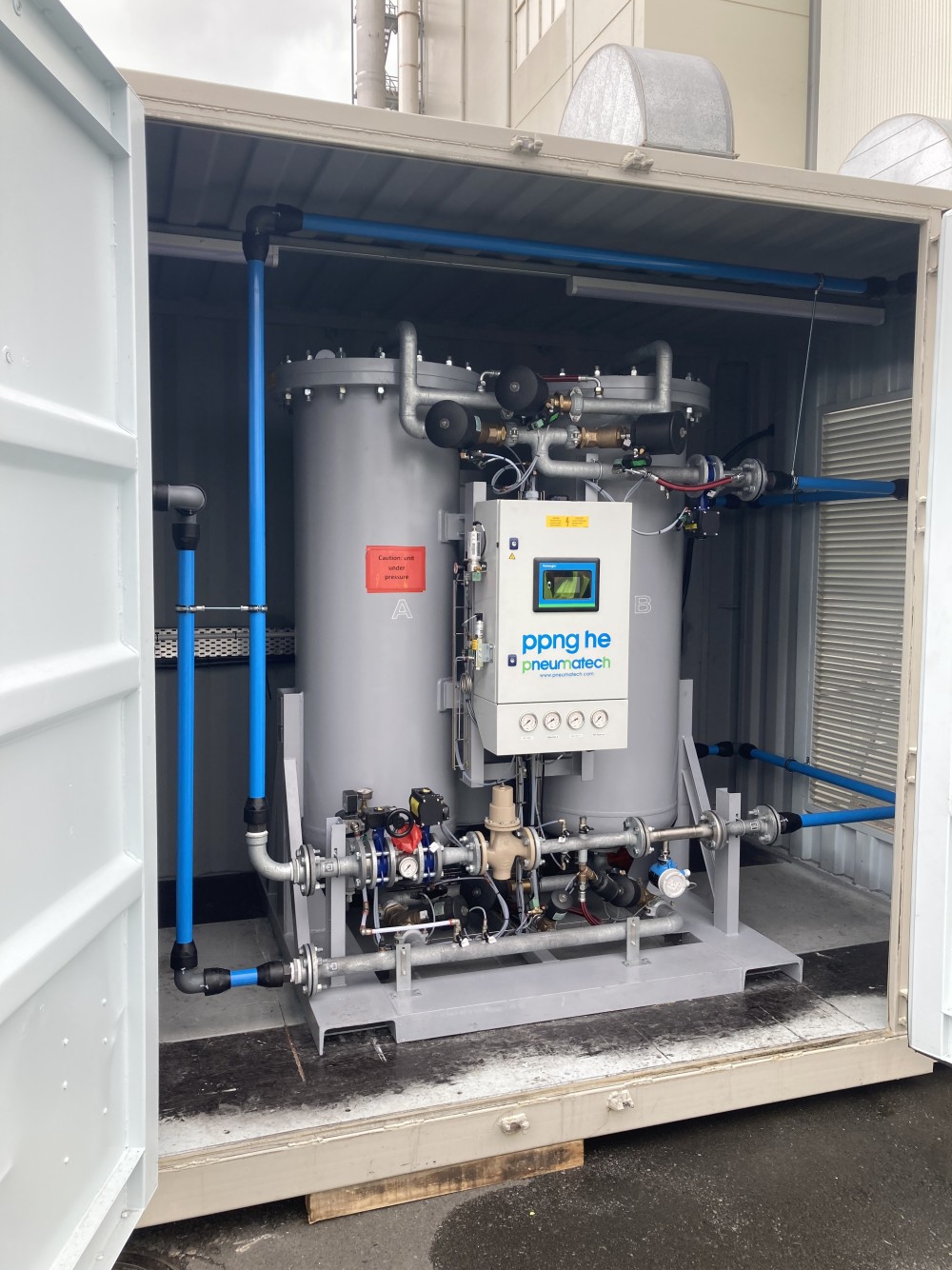 Containerised on-site Nitrogen Generator system for Dairy Industry customer