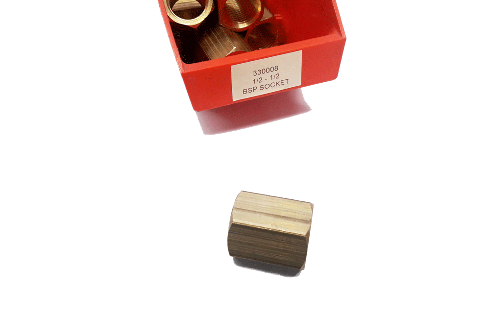 Brass Fitting 1/2 - 1/2 BSP SOCKET | PN: 330008