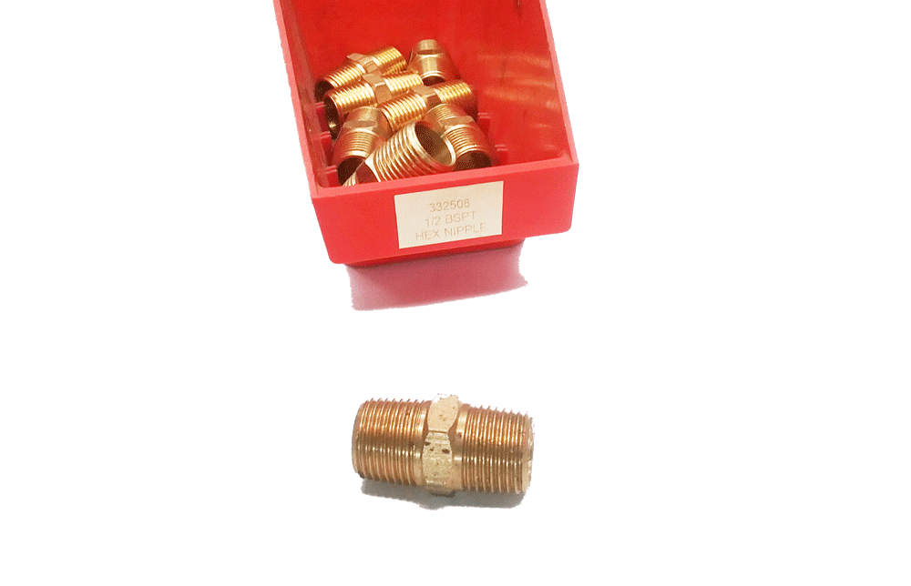 Brass Fitting 1/2 BSPT HEX NIPPLE | PN: 332508