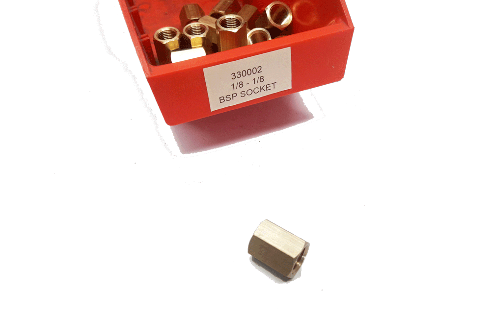 Brass Fitting 1/8 - 1/8 BSP SOCKET | PN: 330002