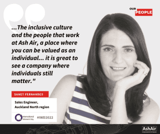 International Women's Day inspired story - Sanet Fernandes, Sales Engineer for Ash Air